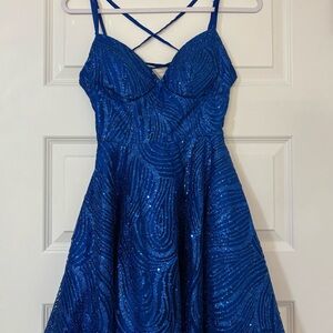 Blue Sequin Strappy Dress